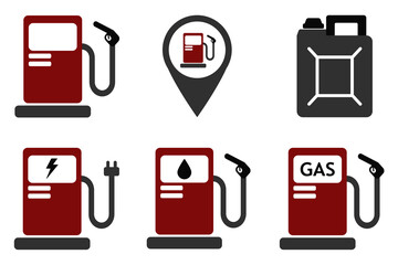 Fuel pump, gas station icons, refueling symbol