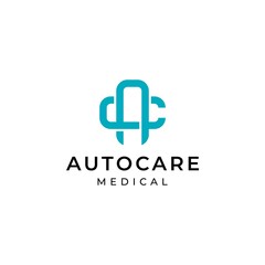 A clean and unique logo about the letter AC and cross medical health.
EPS10. Vector.