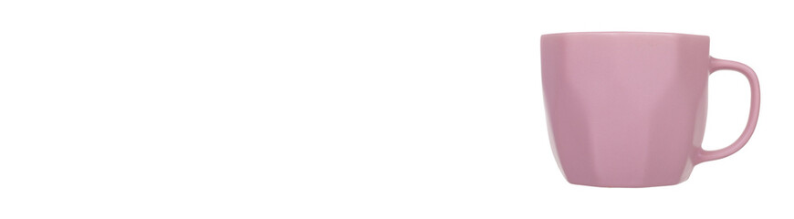 Purple clay cup for tea. Isolated on white background.