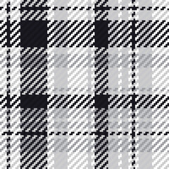 Plaid check pattern in black and white. Seamless texture fabric background.