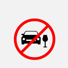 STOP! No alcohol sign. Don't drink and drive. The icon with a red contour on a white background. For any use. Illustration.