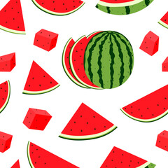 Seamless pattern watermelon slices summer fruit vector illustration