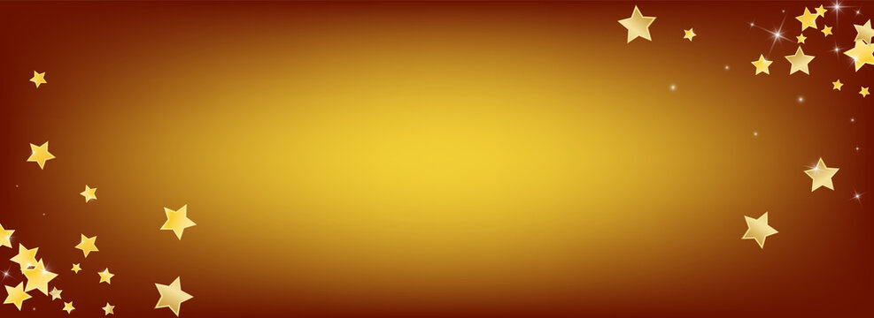 Gold Graphic Stars Vector Brown Background.