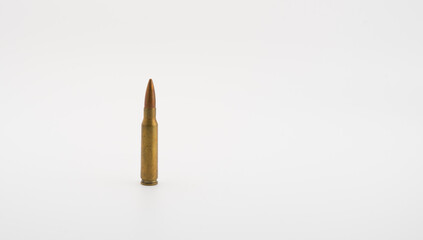 Rifle Gun Bullet 7.62mm Caliber Isolated White Background No Person