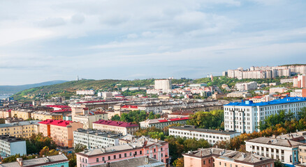 View of Murmansk (Northern part of the city)

The port city of Murmansk is located on the shores of the Kola Bay, on the Kola Peninsula (located beyond the Arctic Circle)