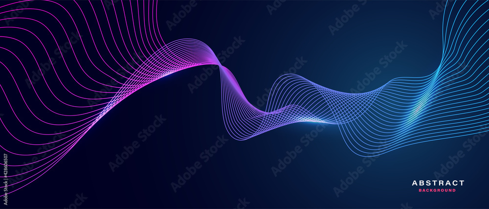 Wall mural abstract background with flowing particles. dynamic waves. vector illustration.