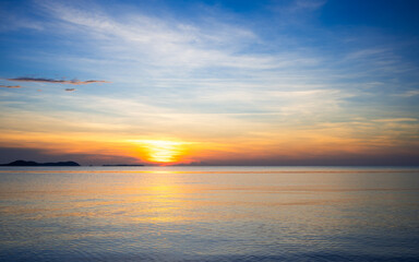 Fototapeta premium Sun and sea sunrise nature background.