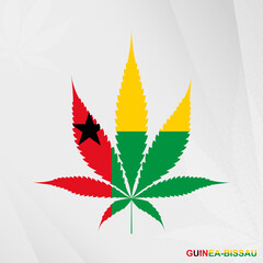 Flag of Guinea-Bissau in Marijuana leaf shape. The concept of legalization Cannabis in Guinea-Bissau.