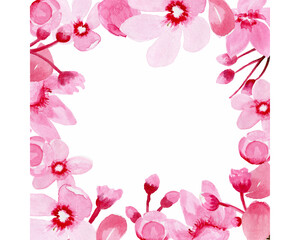 Watercolor clipart flower Sakura, Cherry Branches, Blossom, Branches ,Buds on a branch..Sakura Wreaths, Watercolor floral clipart.