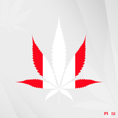 Flag of Peru in Marijuana leaf shape. The concept of legalization Cannabis in Peru.