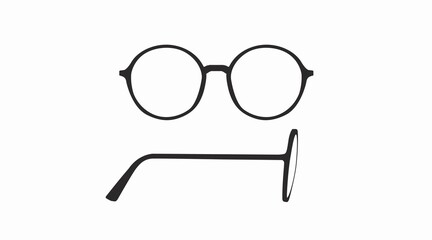 Vector isolated Illustration of a Glasses Frame. Black glasses Frame Front and Side View