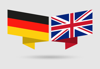 Germany and UK flags. German and British national symbols. Vector illustration.