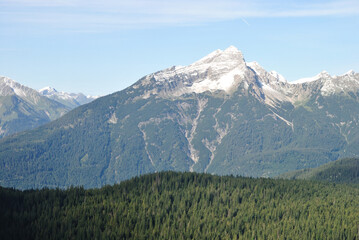 Mountain from the Alps with hills and forest