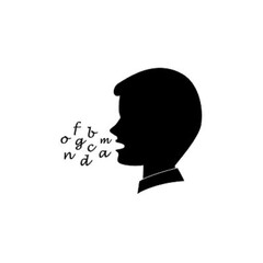 man speaking, man speech on white background. symbol or vector of male head, man talking, Flat design male head, modern vector, man head front view,