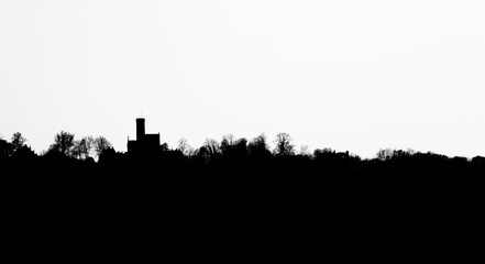 Fototapeta premium silhouette of the castle Lichtenstein in black and white