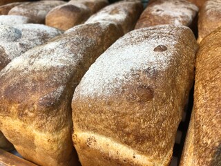 Baked goods, fresh baked goods. Bread in the bakery.