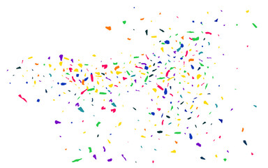 Green Smear Carnival White Background. Flying Paint Design. Vector Elements Backdrop. Rainbow Colored Paper FallingFestive Card.