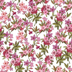 Floral seamless pattern with tiny pink flowers. - 428614529