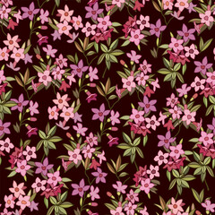 Floral seamless pattern with tiny pink flowers.