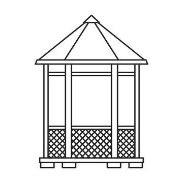 recommend clip art: Gazebo wooden vector outline icon. Vector illustration gazebo wooden on white background. Isolated outline illustration icon of pergola.