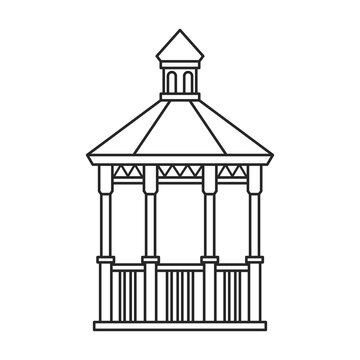 recommend clip art: Gazebo wooden vector outline icon. Vector illustration gazebo wooden on white background. Isolated outline illustration icon of pergola.