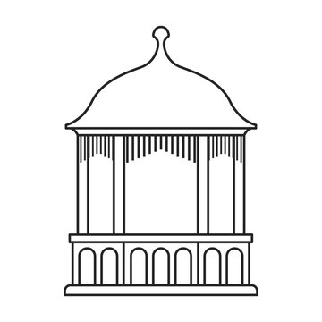 recommend clip art: Gazebo wooden vector outline icon. Vector illustration gazebo wooden on white background. Isolated outline illustration icon of pergola.