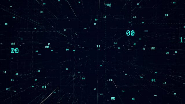 Motion graphic of Dark blue digital number technology abstract background
