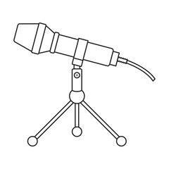 Microphone music vector outline icon. Vector illustration mic radio on white background. Isolated outline illustration icon of microphone music.