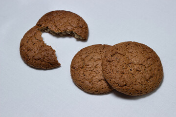 Oatmeal cookies on a white background. Diet food. Light breakfast