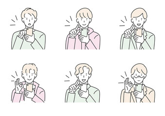 スマートフォンを操作する男性　セット