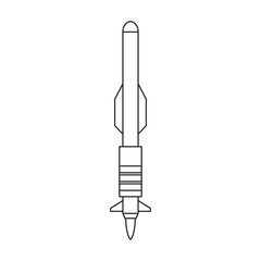 Missile ballistic vector outline icon. Vector illustration rocket military on white background. Isolated outline illustration icon of missile ballistic.