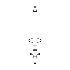 Missile ballistic vector outline icon. Vector illustration rocket military on white background. Isolated outline illustration icon of missile ballistic.