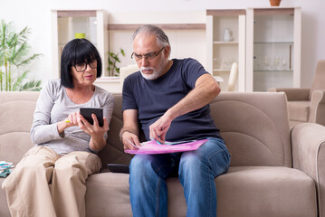 Obraz premium Old couple discussing family finances