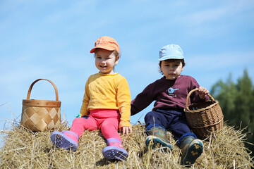 Children go to the forest for mushrooms