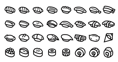 Sushi Icon Set (Bold outline version)
