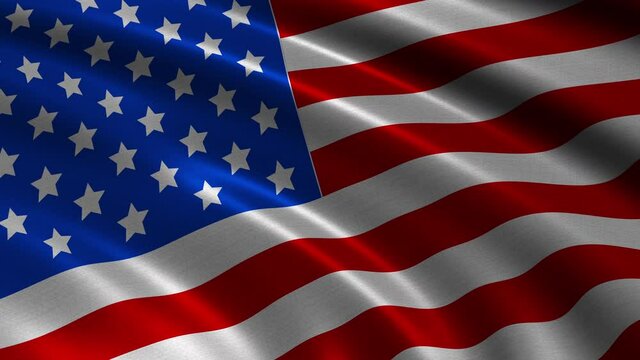 Motion graphic of United states flag with wind for the 4th of July as USA independence day seamless loop video