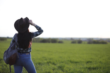 A girl travels the summer in the country