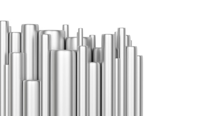 Metal pipes isolated on a white background. 3D illustration 