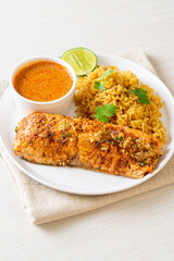 masala rice with salmon tandoori