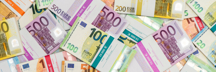 Euro Banknotes laying on table