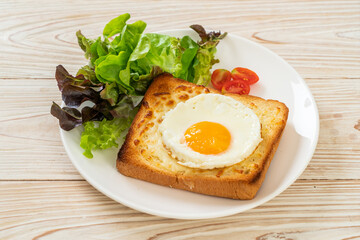 bread toasted with cheese and fried egg