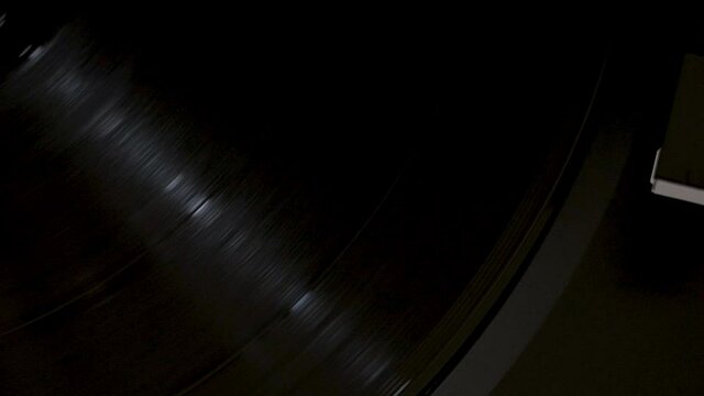 Vinyl record is spinning. Closeup Vinyl vintage player for LP