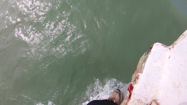 Close up video of Dolphin jumping out of water in slow motion. At Gulf of Kutch, Gujarat, India