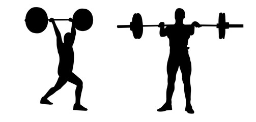 Weight lifter athlete. Silhouette vector men in weight lifting