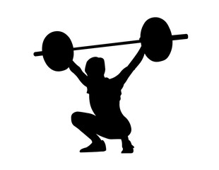 Obraz premium weight lifting man silhouette sport vector illustration. Strong man for desing