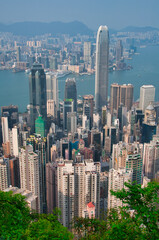 Panoramic view of Hong Kong Harbour from Victoria Peak