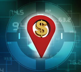 3d rendering Dollar symbol with navigation
