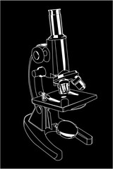 microscope white on black background