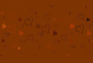 Light Red vector pattern with colorful hearts.