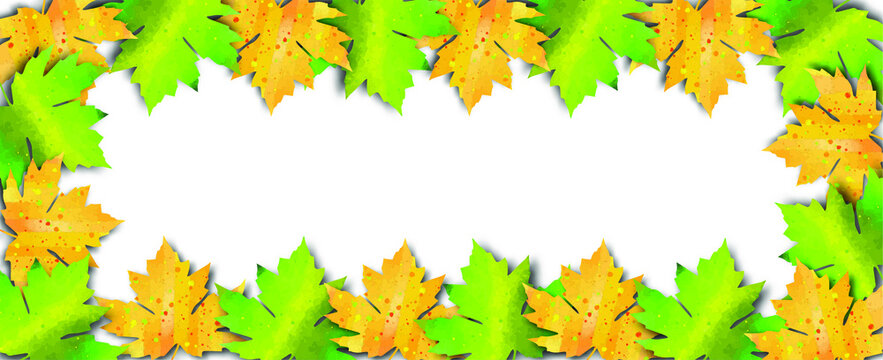 
Vector background with autumn leaves. Maple leaves with watercolor texture. Template for posters, banners, cards, invitations, etc.
